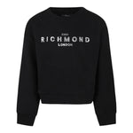 JOHN RICHMOND felpa chiusa girocollo tinta unita cn stampa logo Nero per Bambina RGA24053PE NERO JOHN RICHMOND 