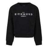 JOHN RICHMOND felpa chiusa girocollo tinta unita cn stampa logo Nero per Bambina RGA24053PE NERO JOHN RICHMOND 