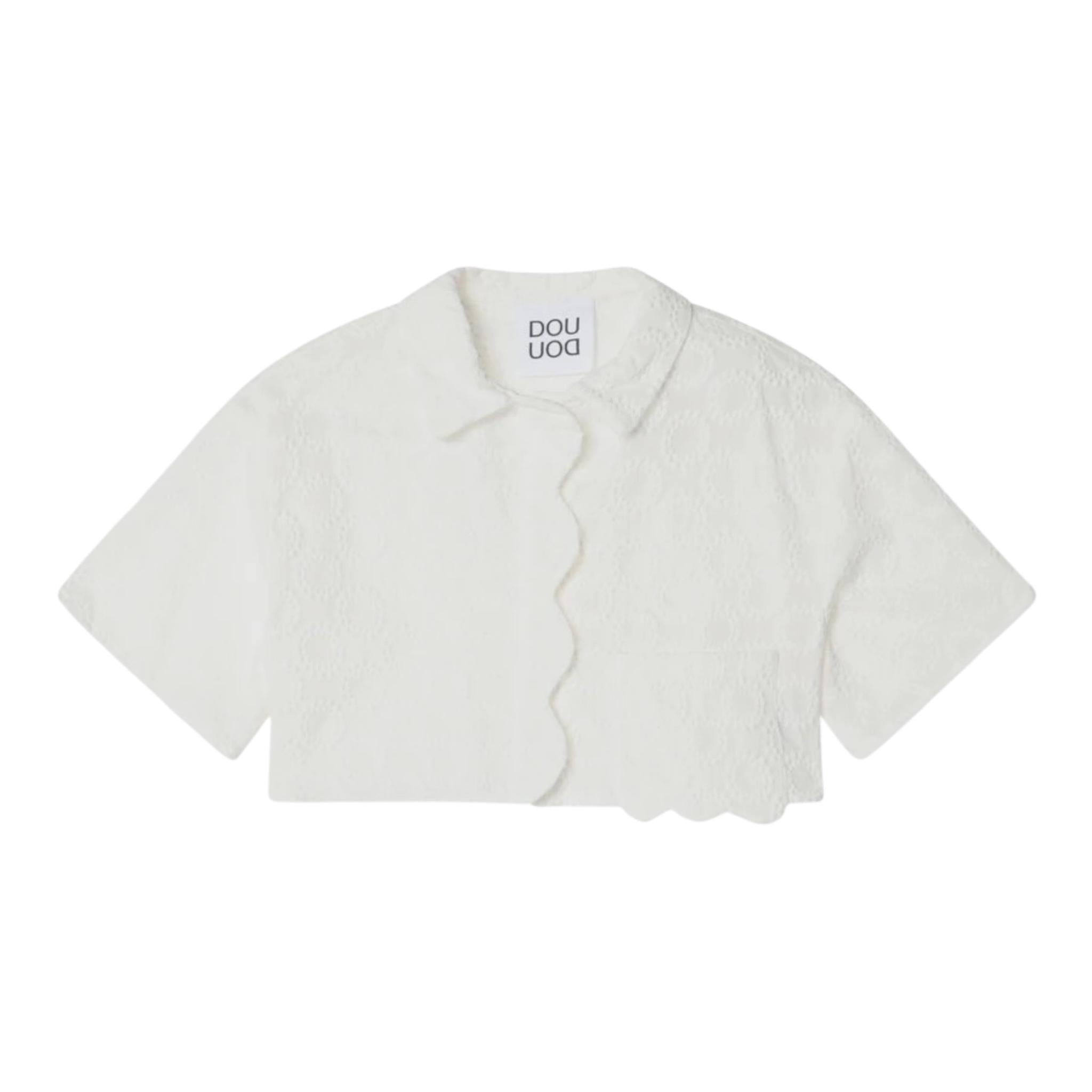 Dou Dou Camicia Tinta Unita Modello Crop per Bambina DW5A40 BIANCO DOU DOU 