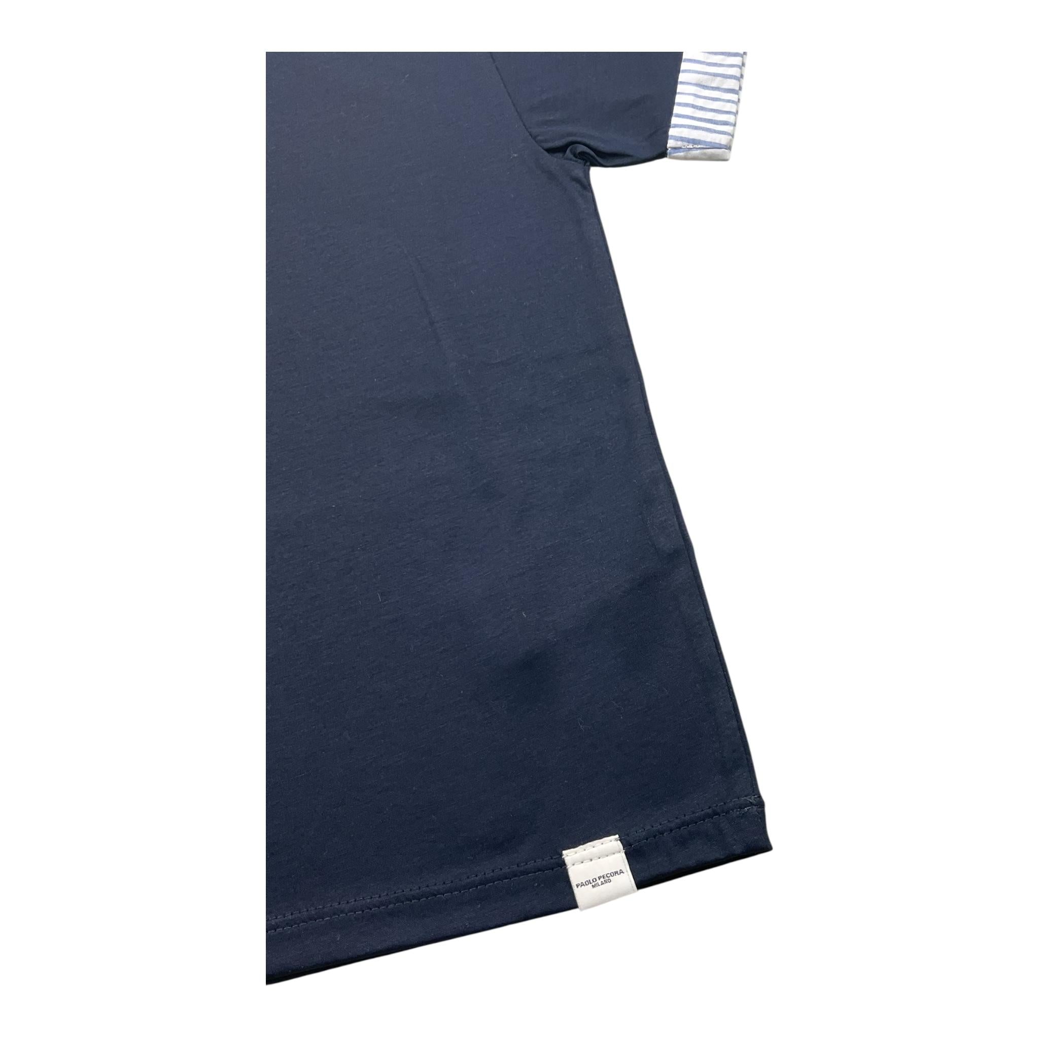 Paolo Pecora T-Shirt Girocollo Tinta Unita con Maniche In Contrasto per Bambino PP4050X BLU PAOLO PECORA 