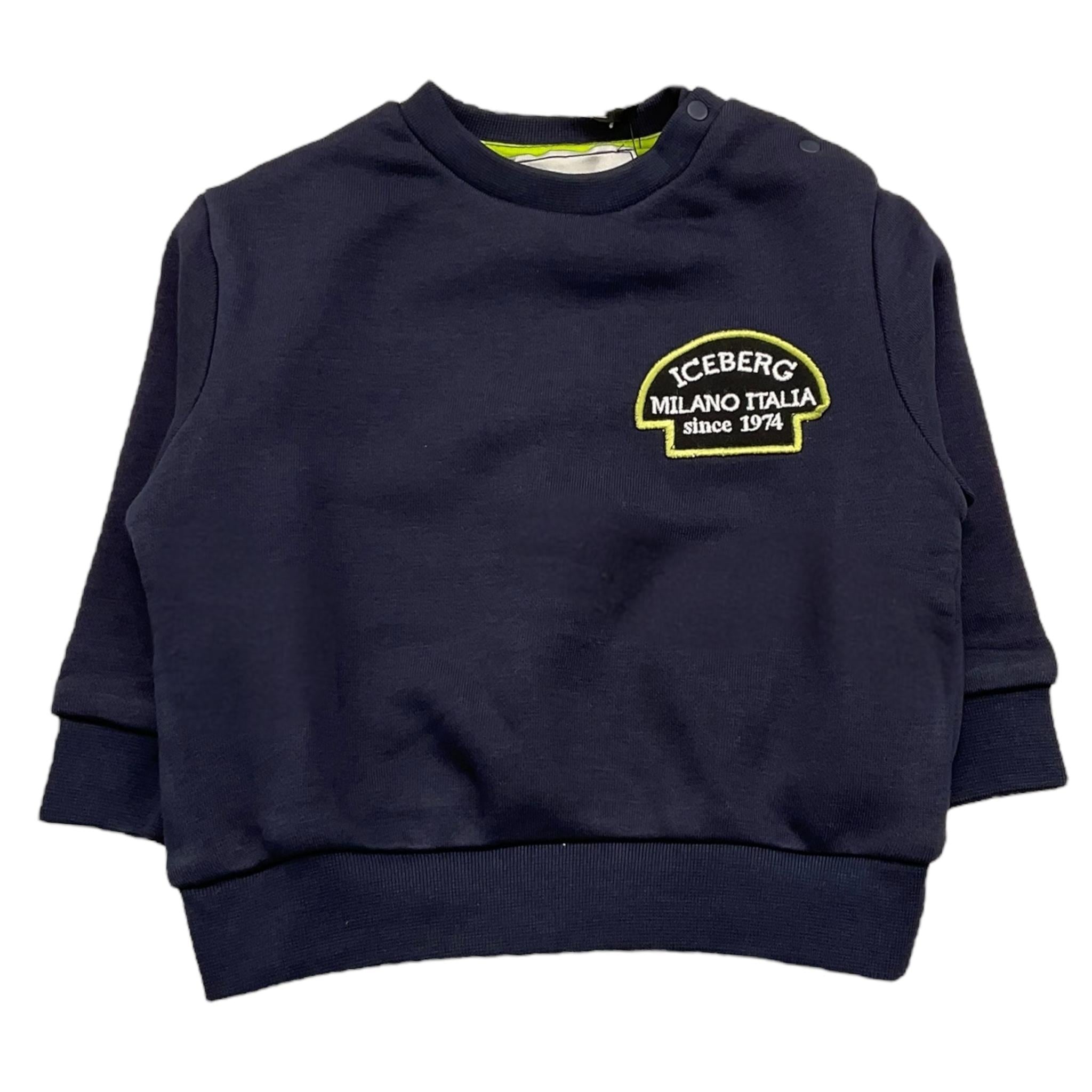 ICEBERG felpa girocollo tinta unita con stampa Blu per Bambino MFICE5321BX BLU ICEBERG 
