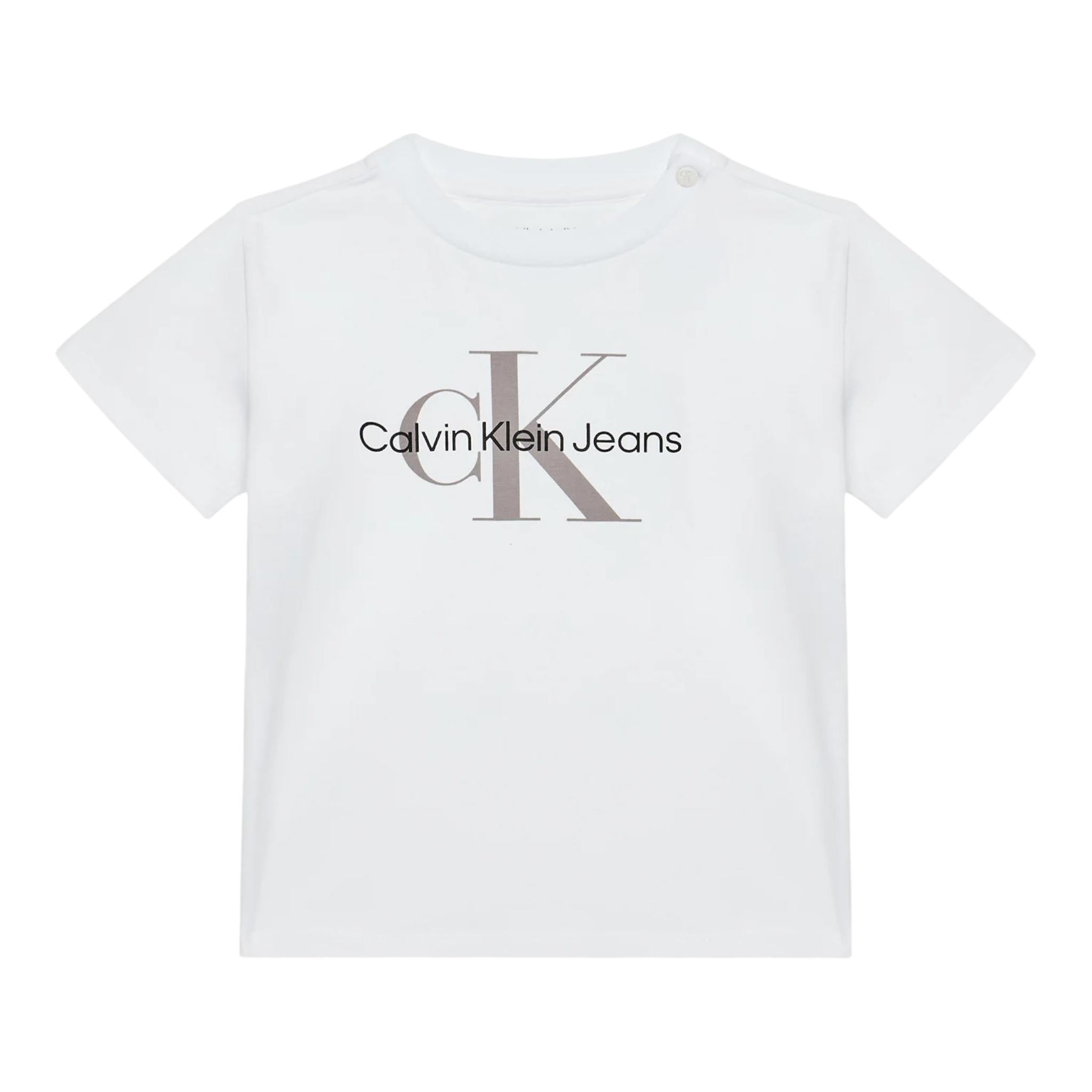 Calvin Klein T-Shirt Tinta Unita con Logo per Neonato IN0IN00011 BIANCO CALVIN KLEIN 
