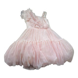 Monnalisa Abito Tinta Unita con Tulle per Bambina 719903 ROSA MONNALISA 