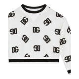 DOLCE & GABBANA felpa tinta unita girocollo con stampa logata Bianco per Bambina L5JW7K BIANCO DOLCE & GABBANA 