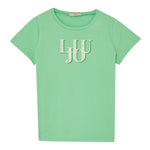Liu Jo T-Shirt Girocollo Tinta Unita con Logo per Bambina GA5116X VERDE LIU JO 
