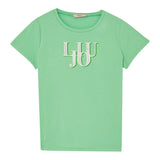Liu Jo T-Shirt Girocollo Tinta Unita con Logo per Bambina GA5116X VERDE LIU JO 