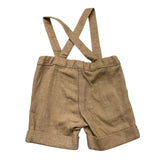 Le Bebe' Bermuda Tinta Unita Con Bretelle Beige Per Neonato