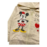 Cangurino Felpa con Zip e Cappuccio Tinta Unita con Stampe In Contrasto Beige per Neonata