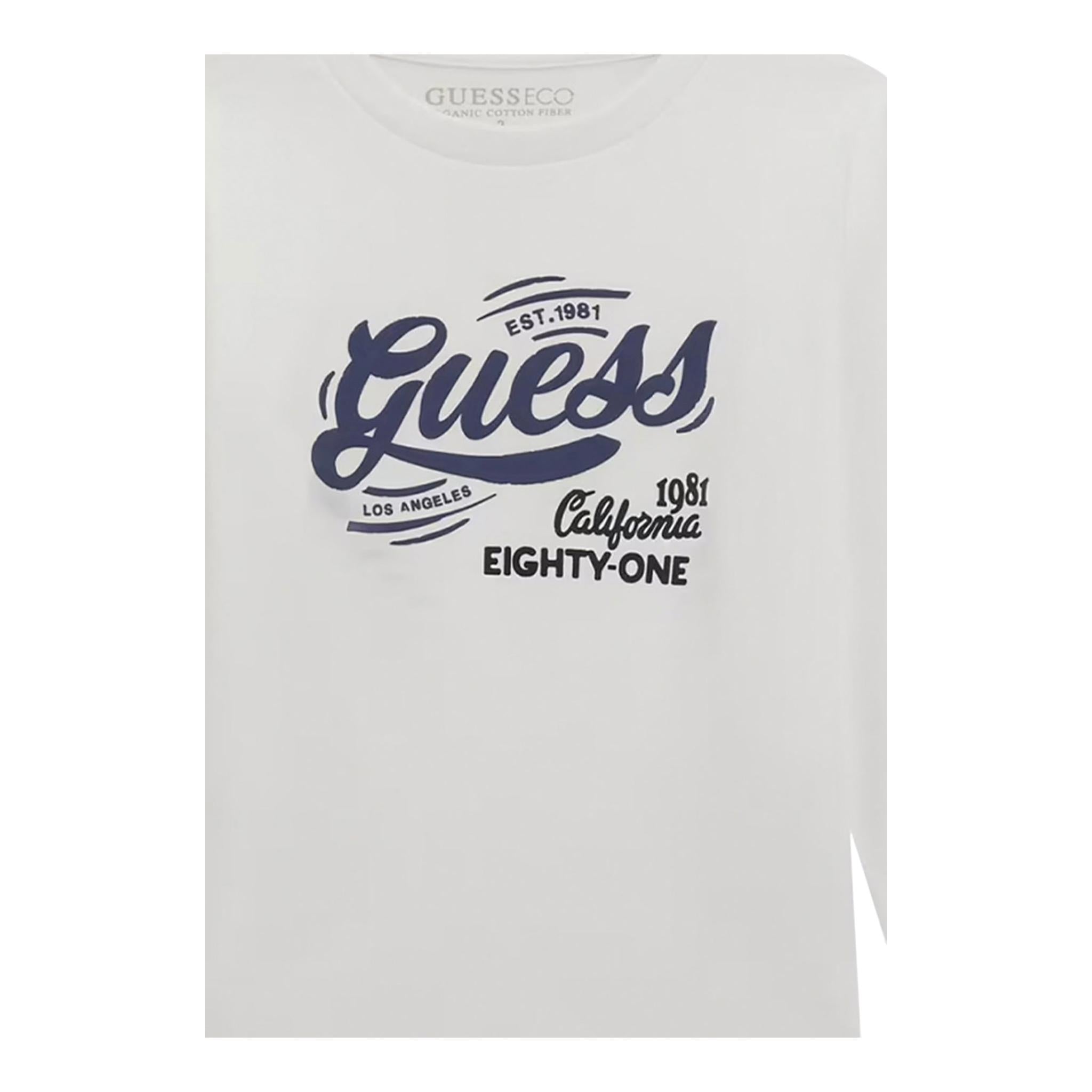 Guess Shirt Girocollo Tinta Unita con Logo per Neonato N5RI17K8HM4X BIANCO GUESS 