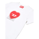 Diesel T-Shirt Girocollo Tinta Unita con Logo per Bambino J02233 BIANCO DIESEL 