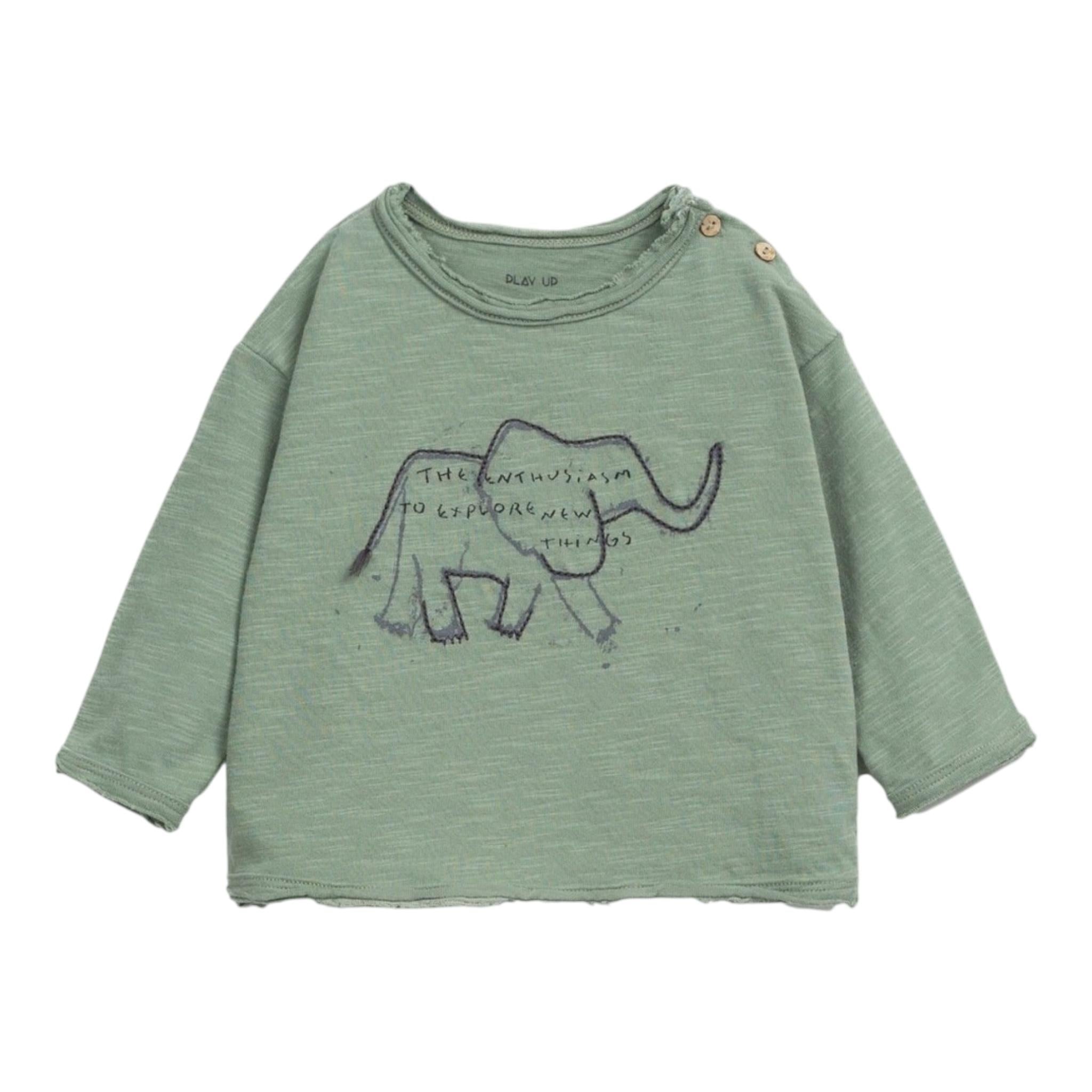 PLAY UP shirt girocollo tinta unita con stampa Verde per Neonato PA011AP11002 VERDE PLAY UP 