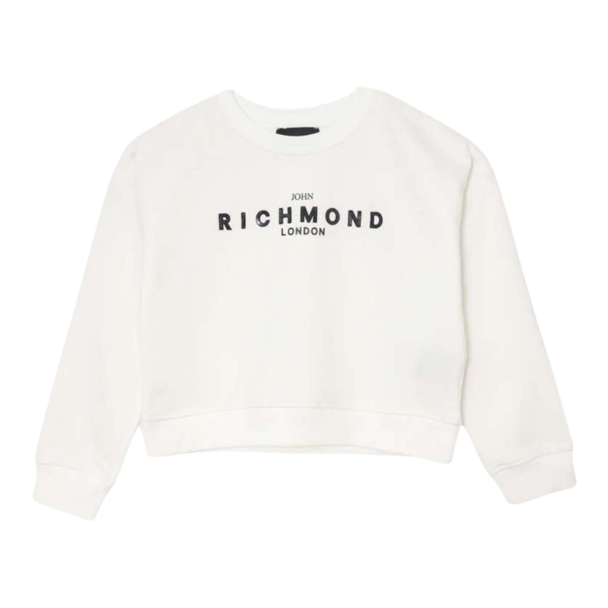 JOHN RICHMOND felpa tinta unita girocollo con stampa Bianco per Bambina RGA24053FEXXXJ BIANCO JOHN RICHMOND 