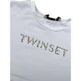 Twinset T-Shirt Girocollo Tinta Unita con Stampa per Bambina 251GJ2484X BIANCO TWINSET 