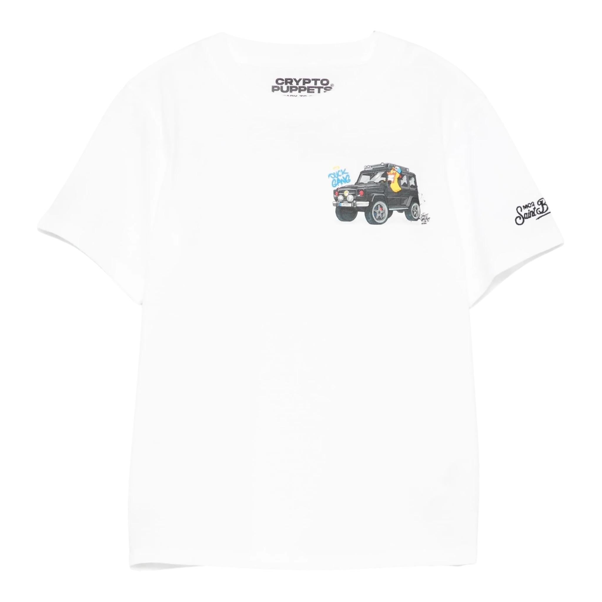 Saint Barth T-Shirt Girocollo Tinta Unita con Stampa per Bambino CPTGAN BIANCO SAINT BARTH 