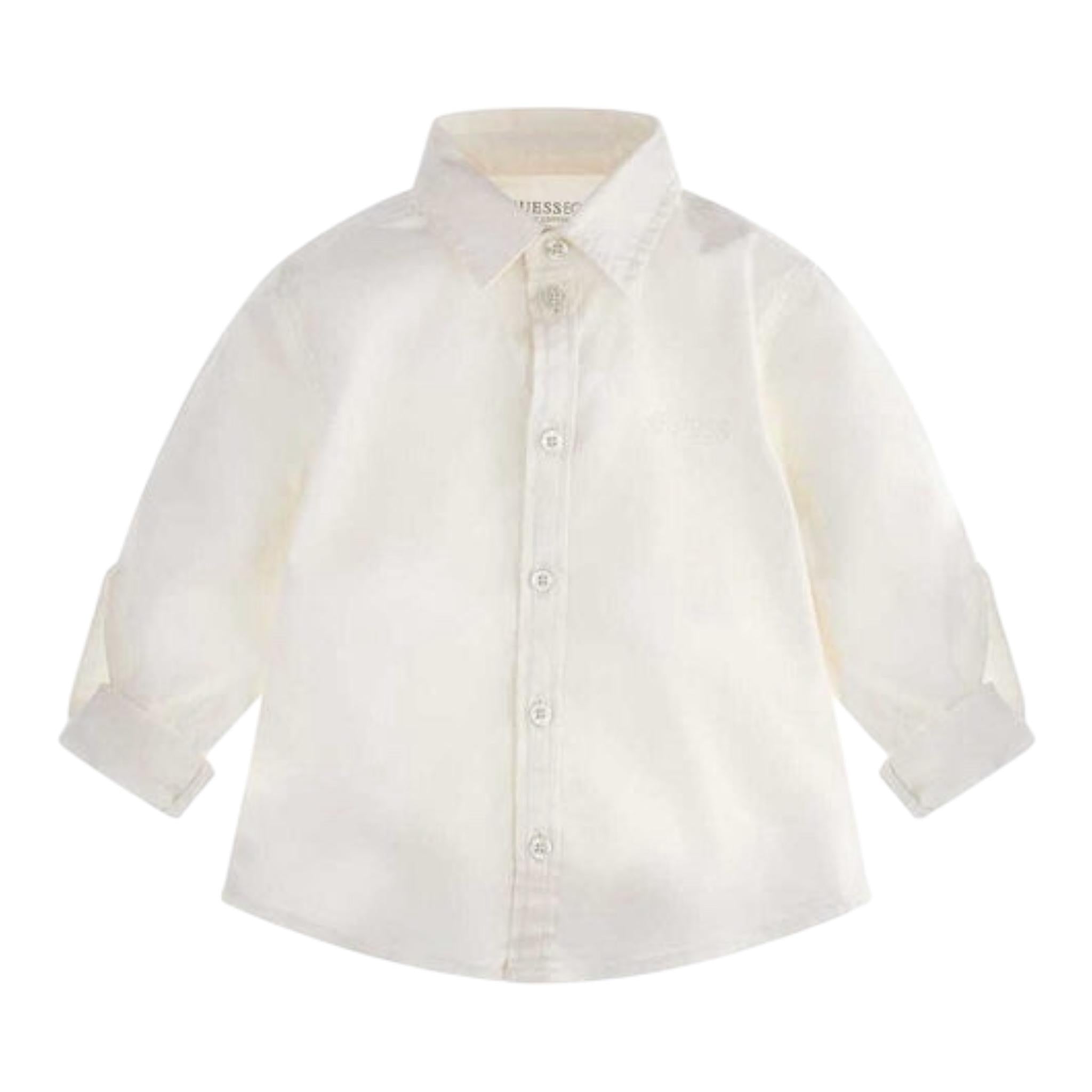 Guess Camicia Tinta Unita con Logo per Bambino N3YH04WE5W0J BIANCO GUESS 
