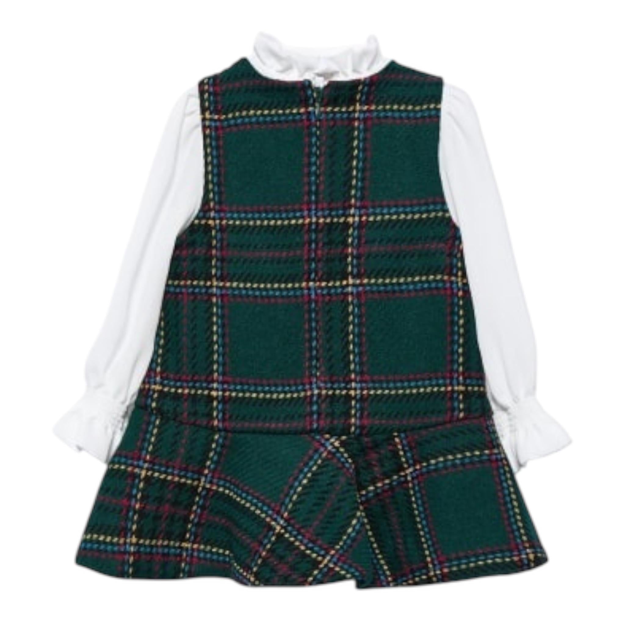 ABEL & LULA abito tinta unita con finta camicia e fantasia Verde per Neonata 5511 VERDE ABEL & LULA 