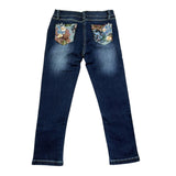 Monnalisa Jeans Tinta Unita con Girvita Regolabile per Bambina 194407R7 BLU MONNALISA 