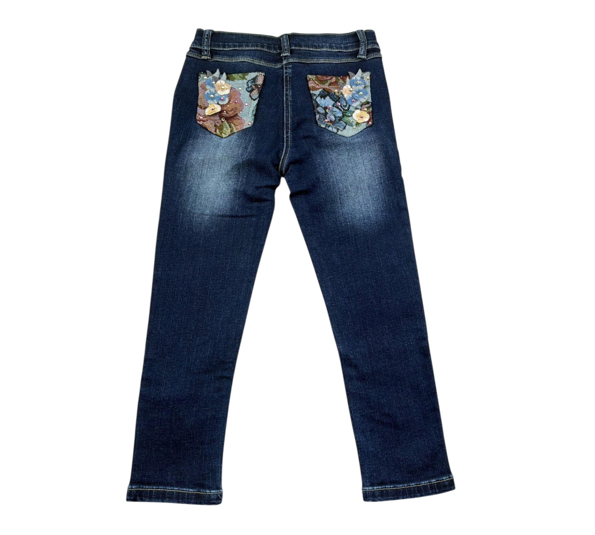 Monnalisa Jeans Tinta Unita con Girvita Regolabile per Bambina 194407R7 BLU MONNALISA 