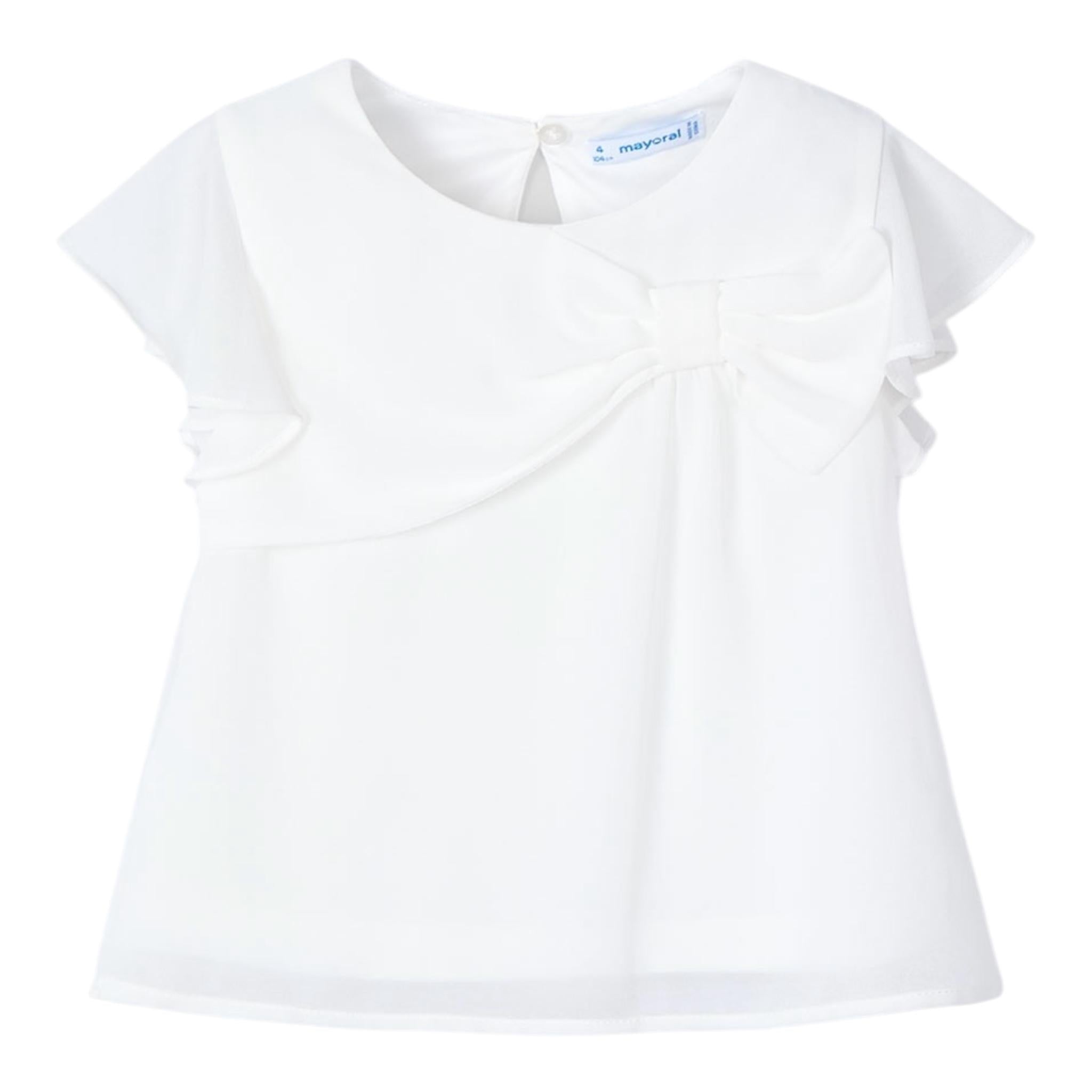 Mayoral Camicia Mezza Manica Tinta Unita per Bambina 3182 BIANCO MAYORAL 