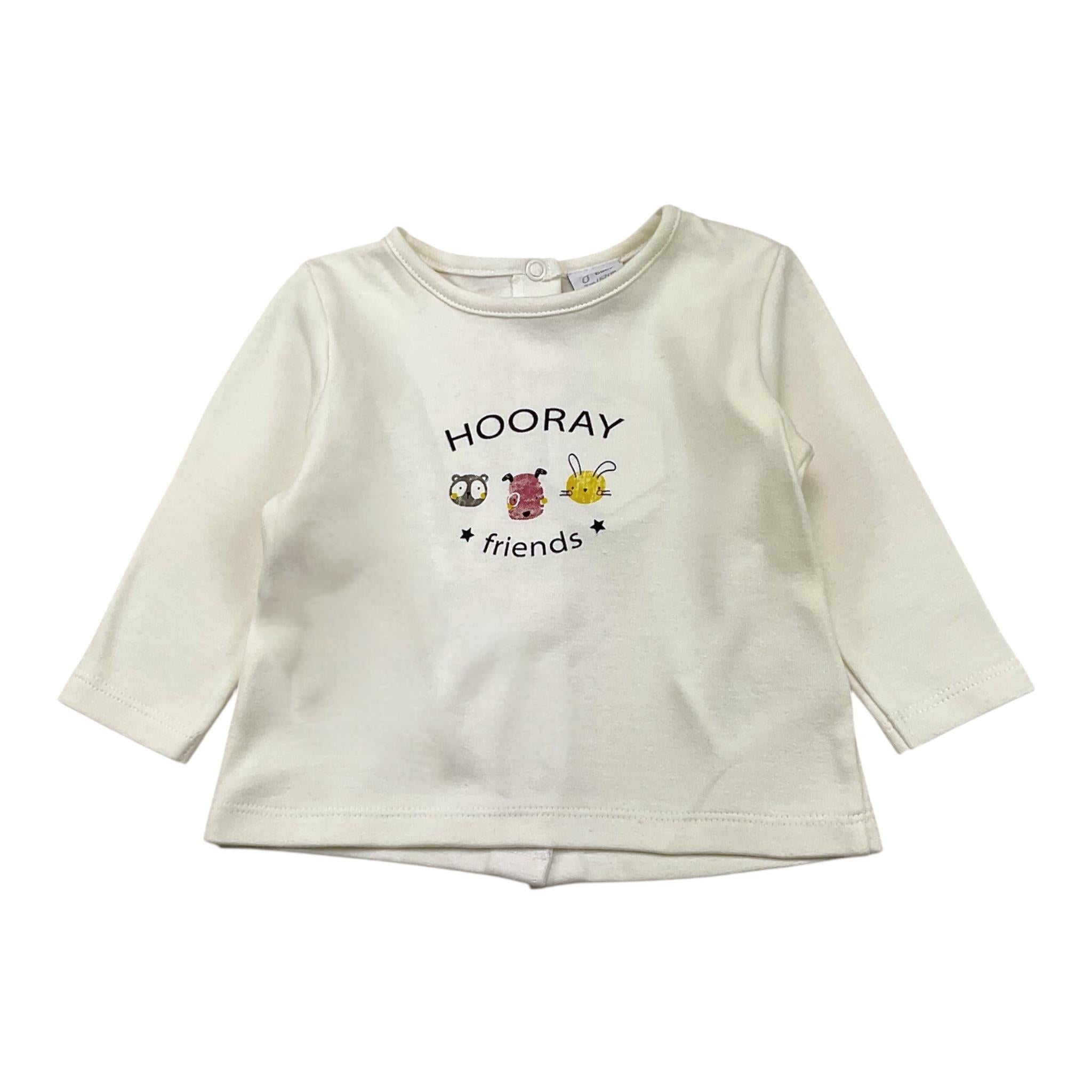 YATSI BABY completo 3pz pantalone-shirt-giubbino tinta unita con cappuccio bottoni e stampa Panna per Neonato 24431550 PANNA YATSI BABY 