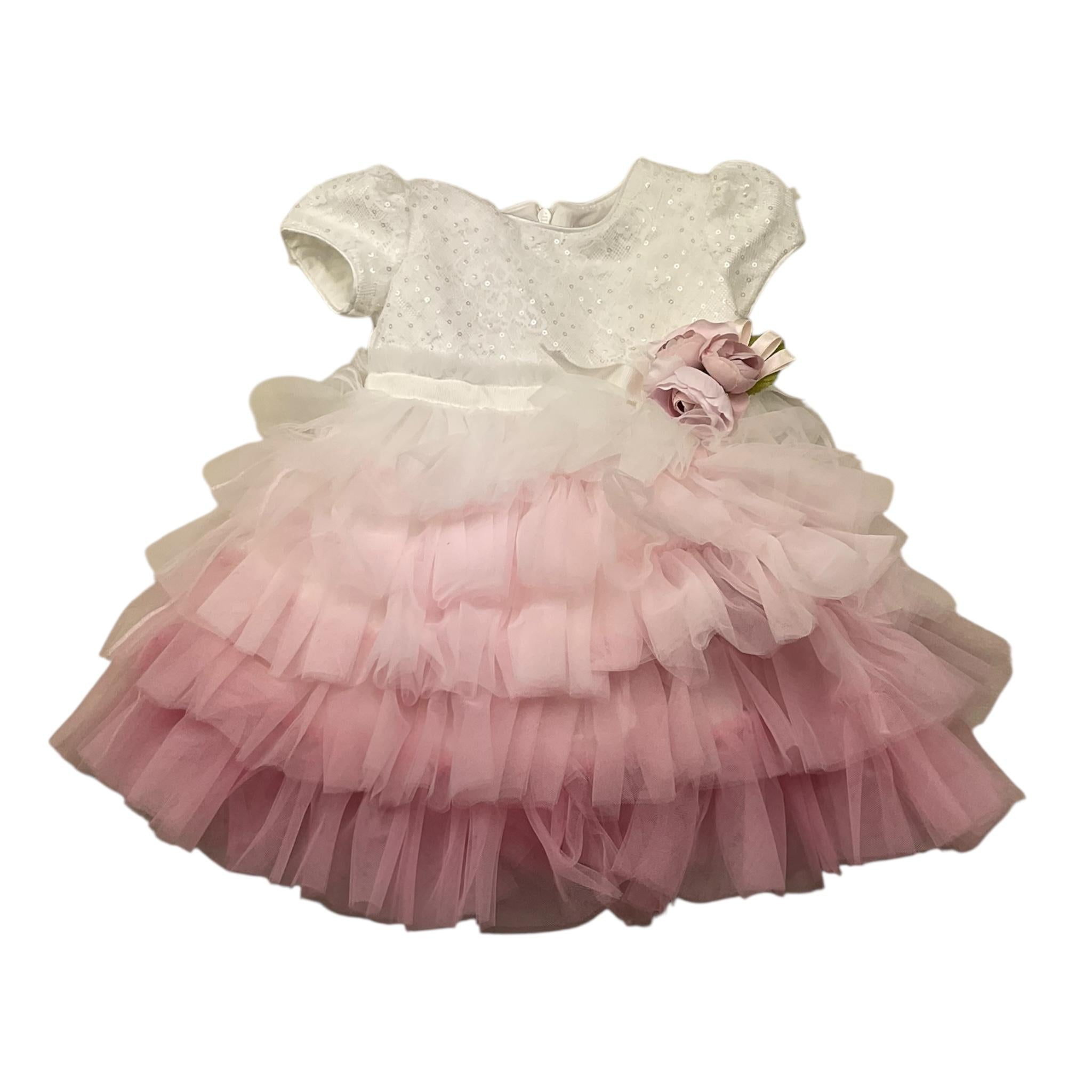 Monnalisa Abito Mezza Manica con Gonna Tulle per Neonata 73E900 BIANCO MONNALISA 