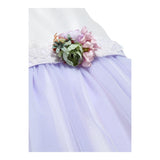 Abel & Lula Abito Giromanica Bicolore con Tulle per Bambina 5052 BIANCO/LILLA ABEL & LULA 