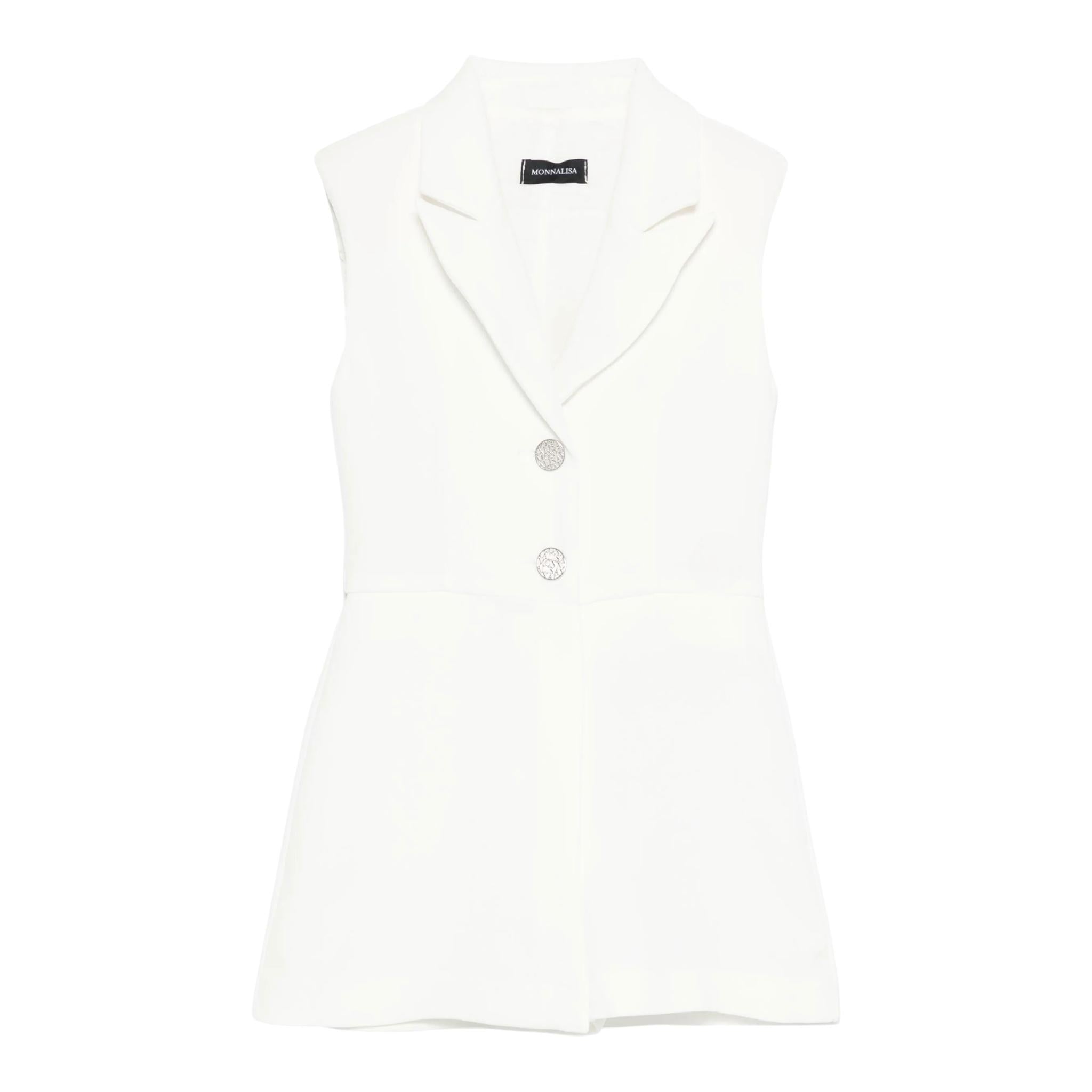 Monnalisa Tutina Tinta Unita Giromanica per Bambina 41E200 BIANCO MONNALISA 