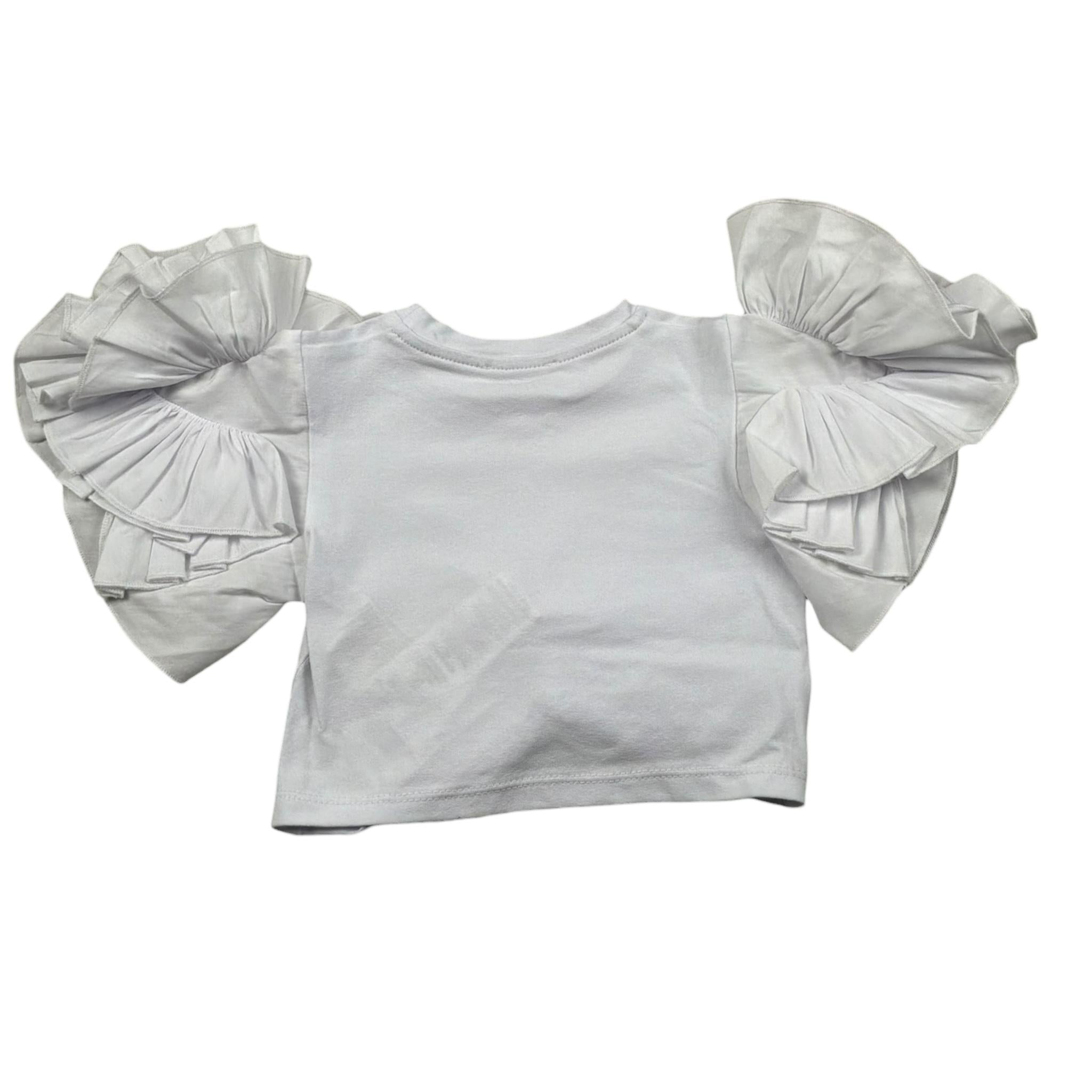 Fun & Fun T-Shirt Girocollo Tinta Unita con Rouches per Neonata FBTS01383N BIANCO FUN & FUN 