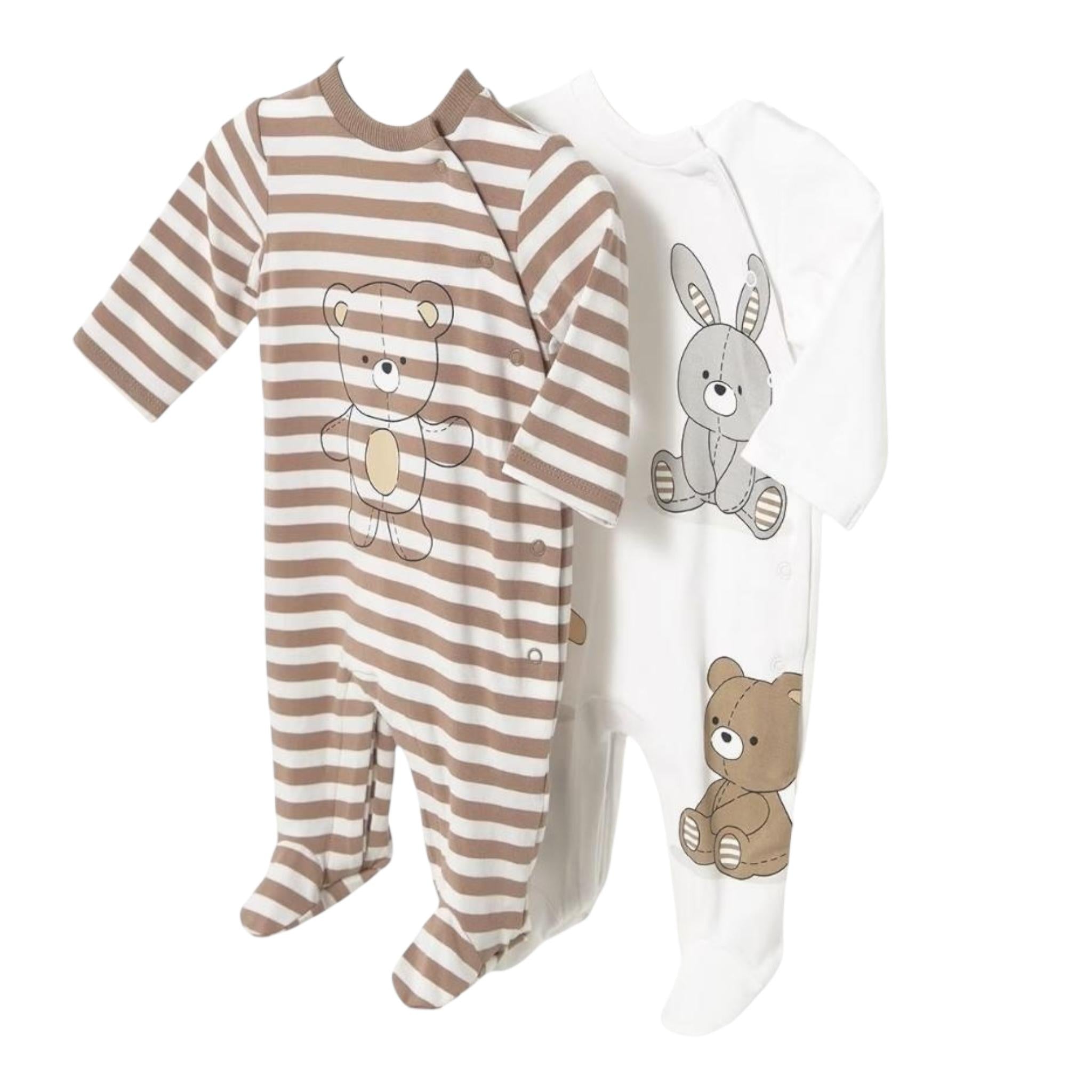 Mayoral Set 2 Tutina Manica Lunga Fantasia A Righe per Neonato 1709X BIANCO/BEIGE MAYORAL 