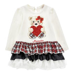 ELISABETTA FRANCHI abito felpa girocollo tinta unita con balze Bianco per Bambina 19D922 BIANCO MONNALISA 