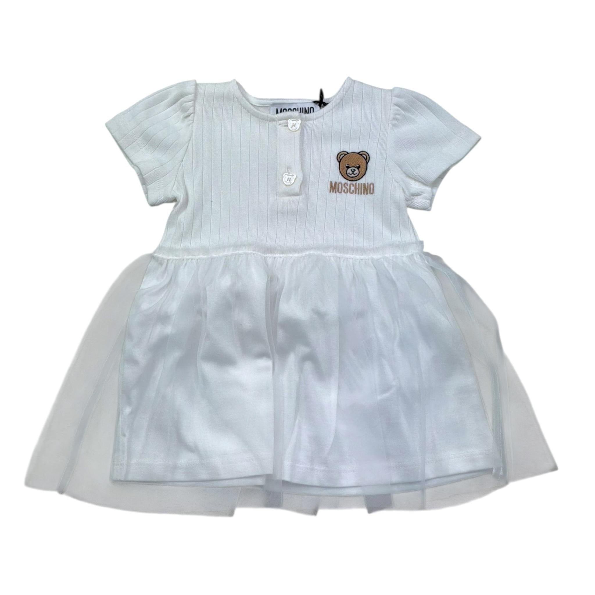 Moschino Abito Tinta Unita Mezza Manica per Neonata MDV0DB BIANCO MOSCHINO 