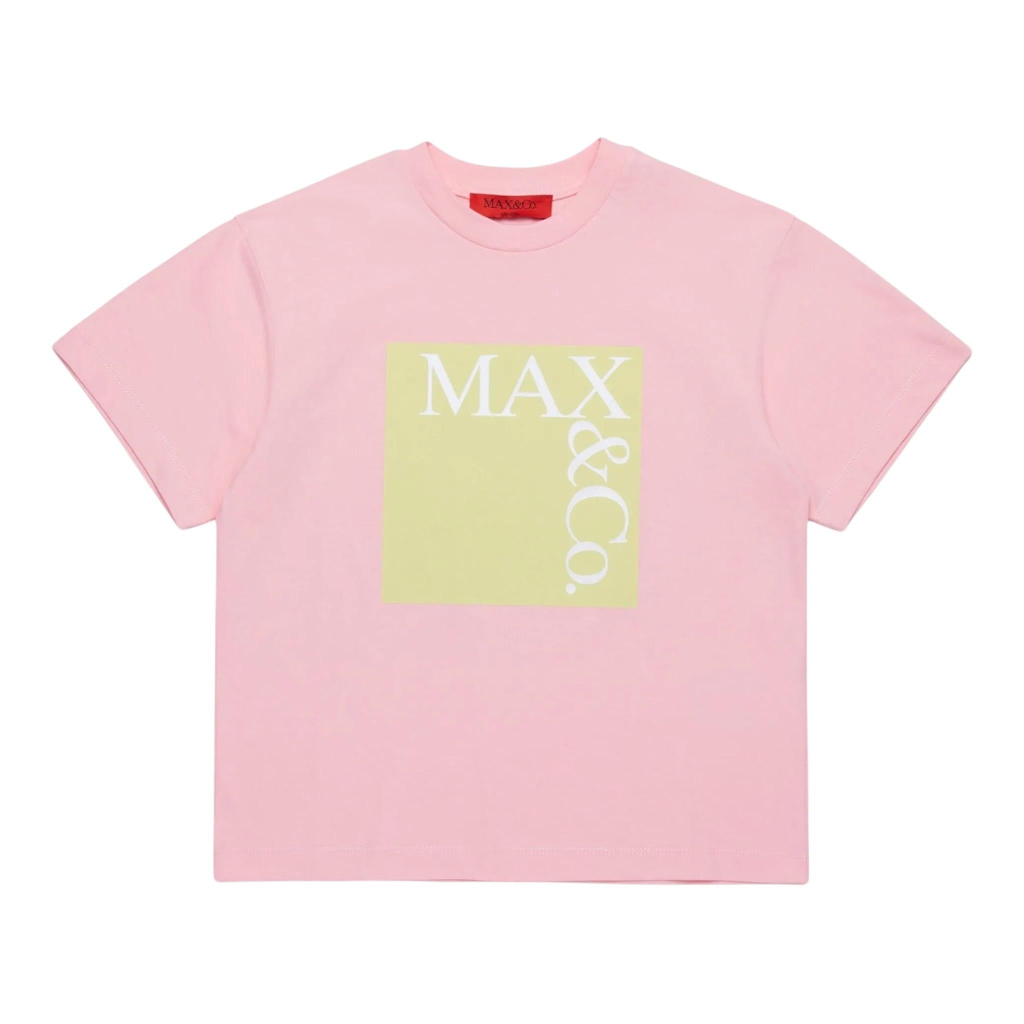 Max Mara T-Shirt Girocollo Tinta Unita con Stampa per Bambina MX0005 ROSA MAX MARA 
