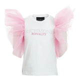 John Richmond T-Shirt Girocollo Tinta Unita Cn Tulle In Contrasto Bianco per Bambina
