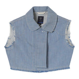 Fay Gilet In Denim Tinta Unita Con Bottoni Azzurro Per Bambina