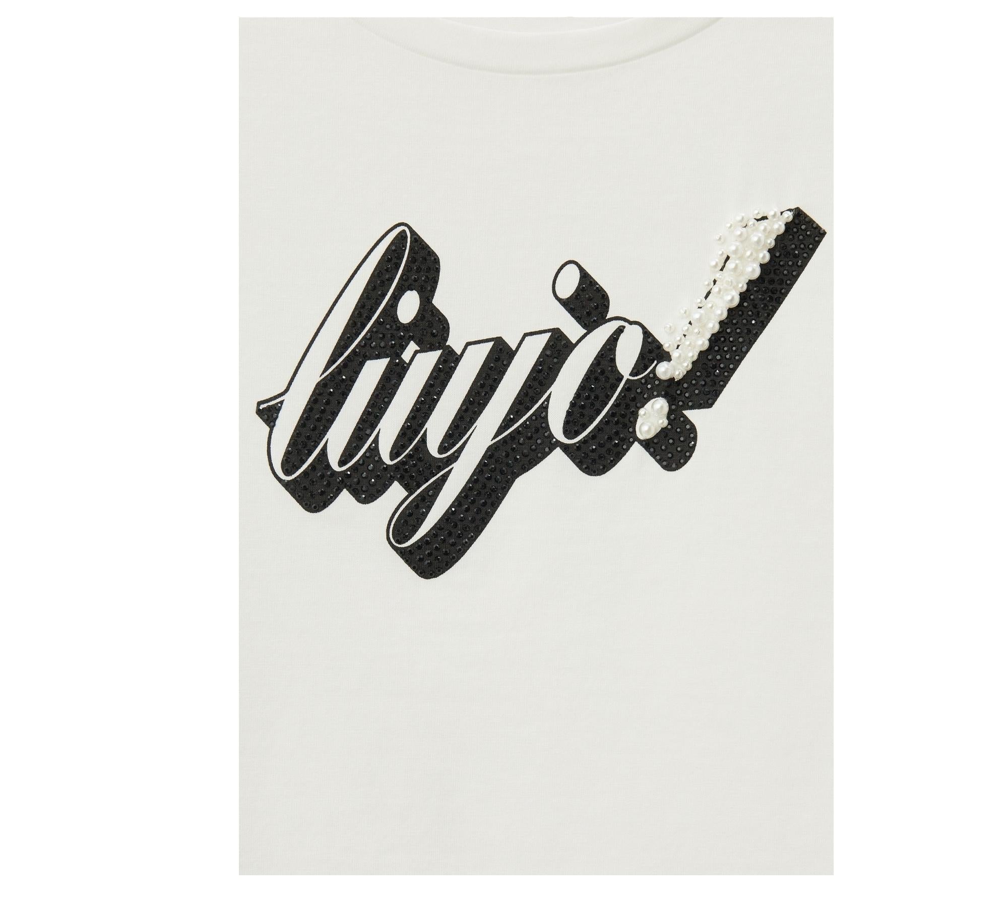 Liu Jo T-Shirt Girocollo Tinta Unita con Paillettes per Bambina GA5018XXX BIANCO LIU JO 