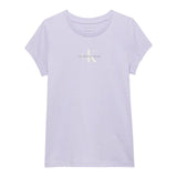 Calvin Klein T-Shirt Girocollo Tinta Unita con Stampa per Bambino IG0IG01470XX LILLA CALVIN KLEIN 