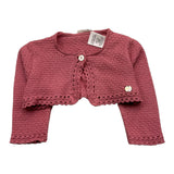 Paz Rodriguez Einfarbiger perforierter rosa Bolero für Baby Mädchen