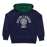 RALPH LAUREN felpa chiusa con cappuccio tinta unita con stampa Blu per Bambino 323952489001 BLU RALPH LAUREN 