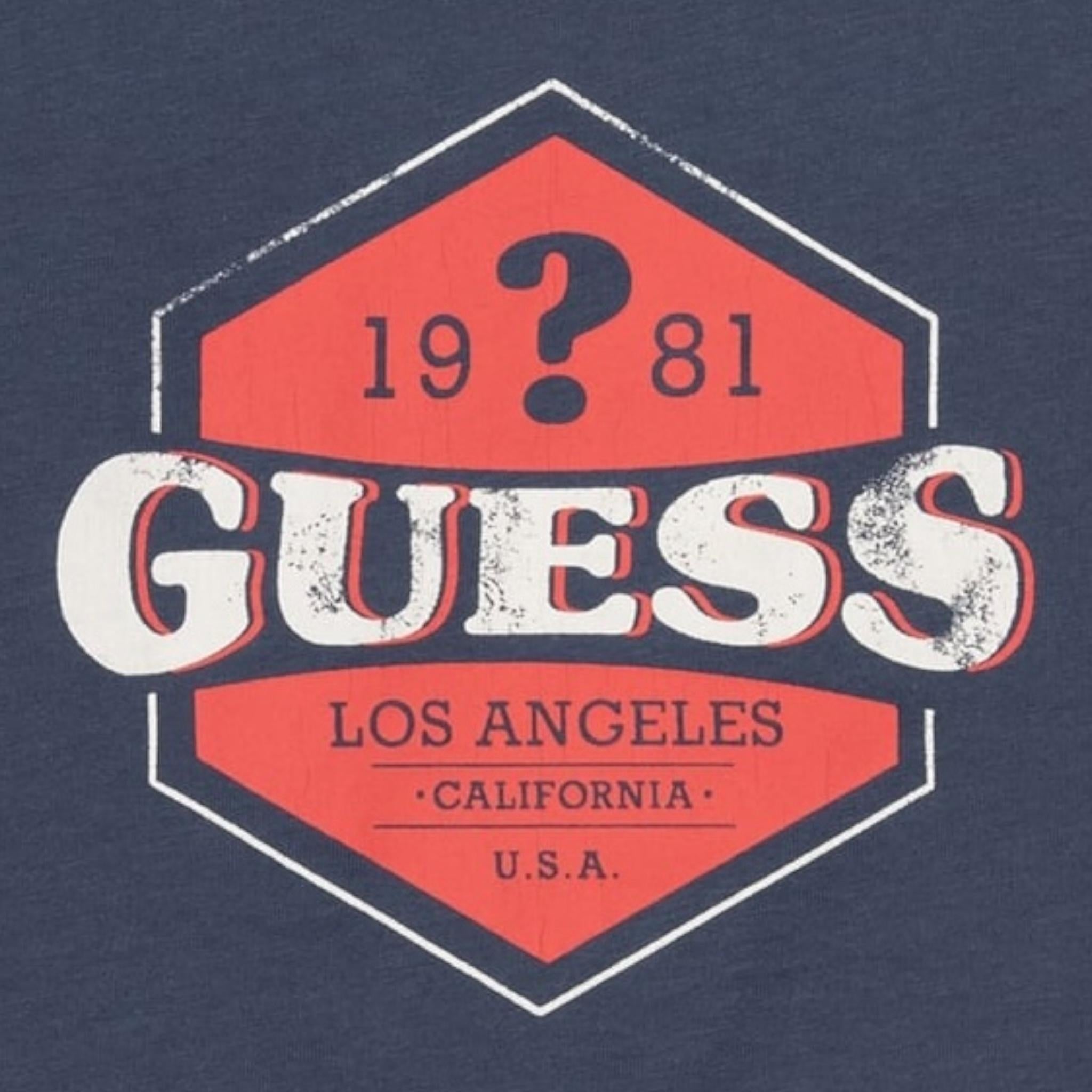Guess T-Shirt Gircollo Tinta Unita con Stampa per Neonato N2RI02K8HM0 BLU GUESS 