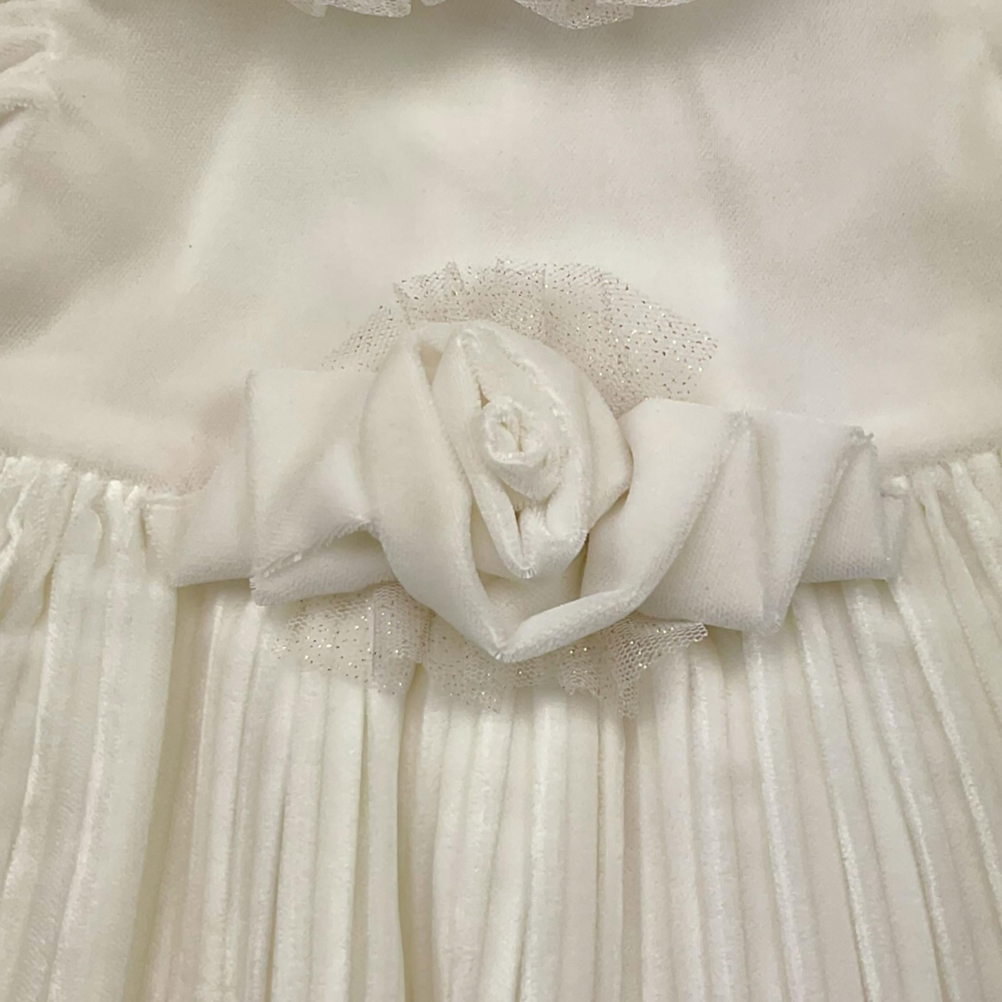 MONNALISA abit tinta unita con applicazioni mezza manica Panna per Neonata 73B902 PANNA MONNALISA 