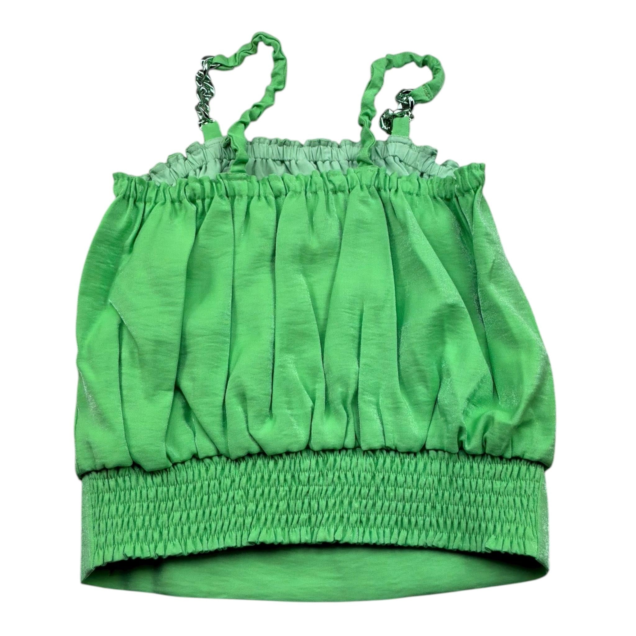 Liu Jo Top Tinta Unita Bretelline con Catena per Bambina GA5130 VERDE LIU JO 