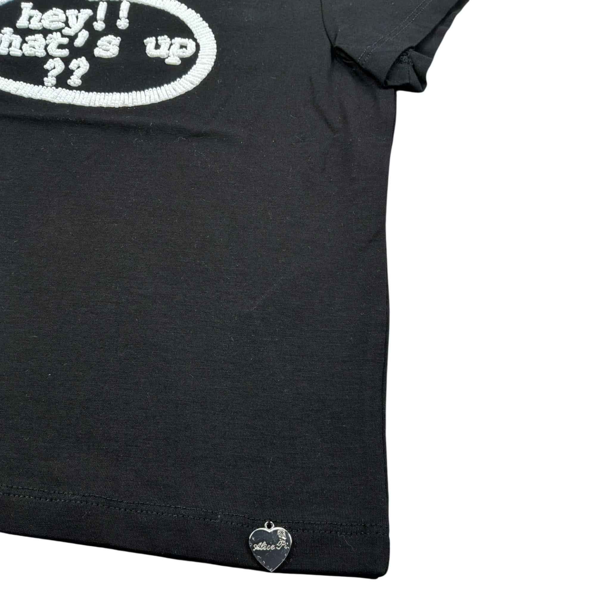 Alice Pi T-Shirt Girocollo tinta unita con Logo Nero per Bambina S232612 NERO ALICE PI 