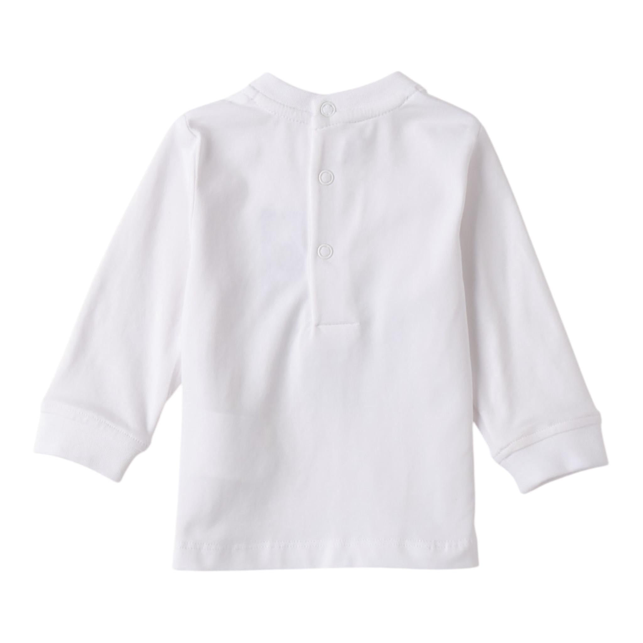 Mini Banda Shirt Tinta Unita Girocollo con Stampa per Neonato 3B608 BIANCO MINI BANDA 