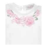 Monnalisa T-Shirt Girocollo Tinta Unita Stampa  per Neonata 39E601X BIANCO MONNALISA 