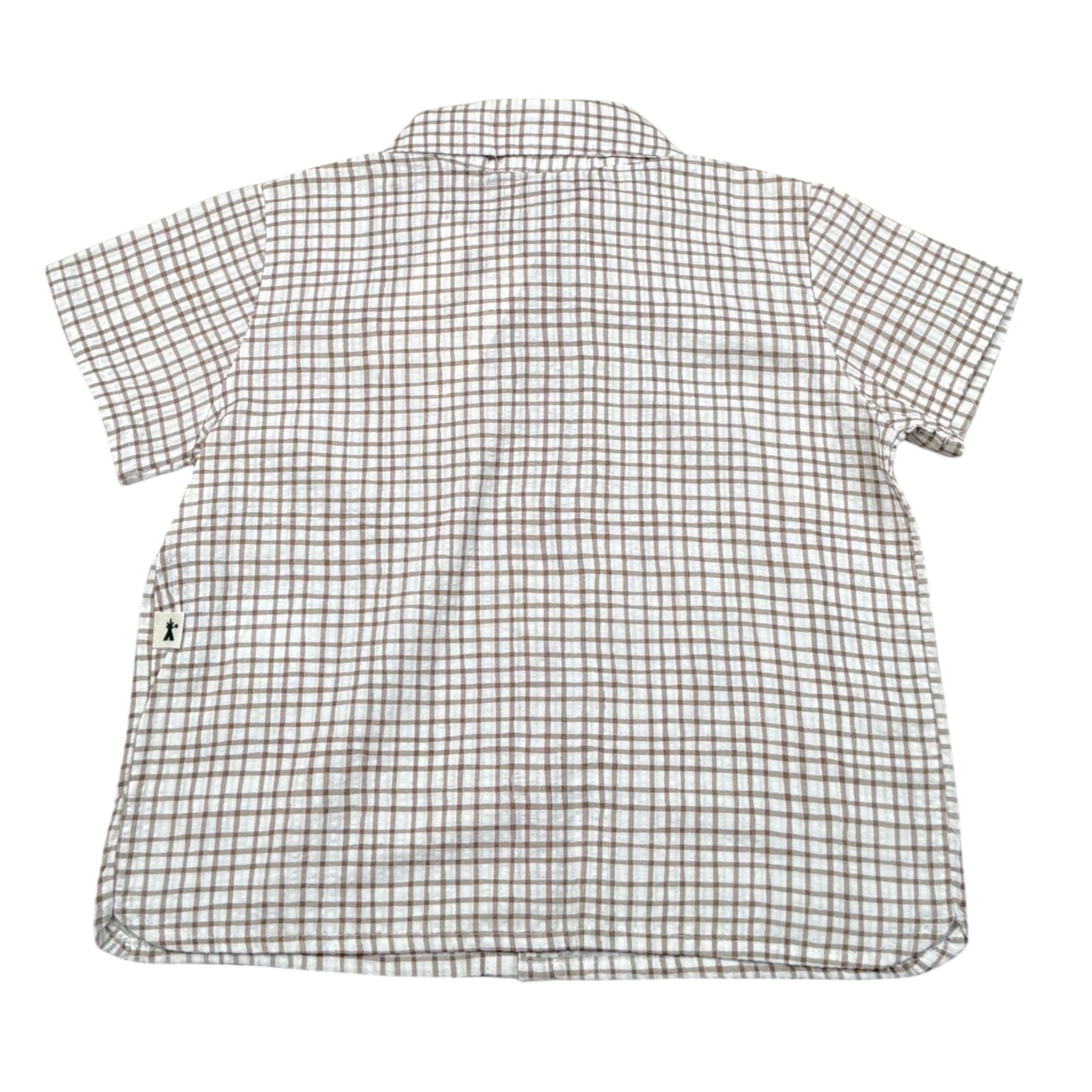 Petit Indi Camicia Tinta Unita con Fantasia A Quadri per Bambino SS25BK7427X BIANCO PETIT INDI 