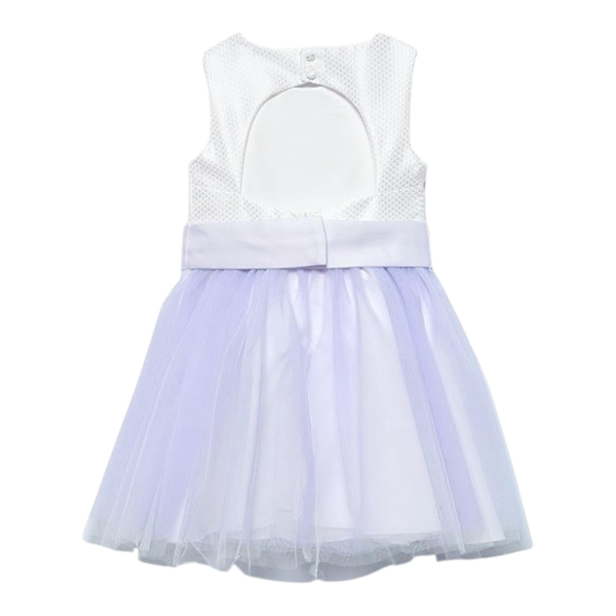 Abel & Lula Abito Giromanica Bicolore con Tulle per Bambina 5052 BIANCO/LILLA ABEL & LULA 