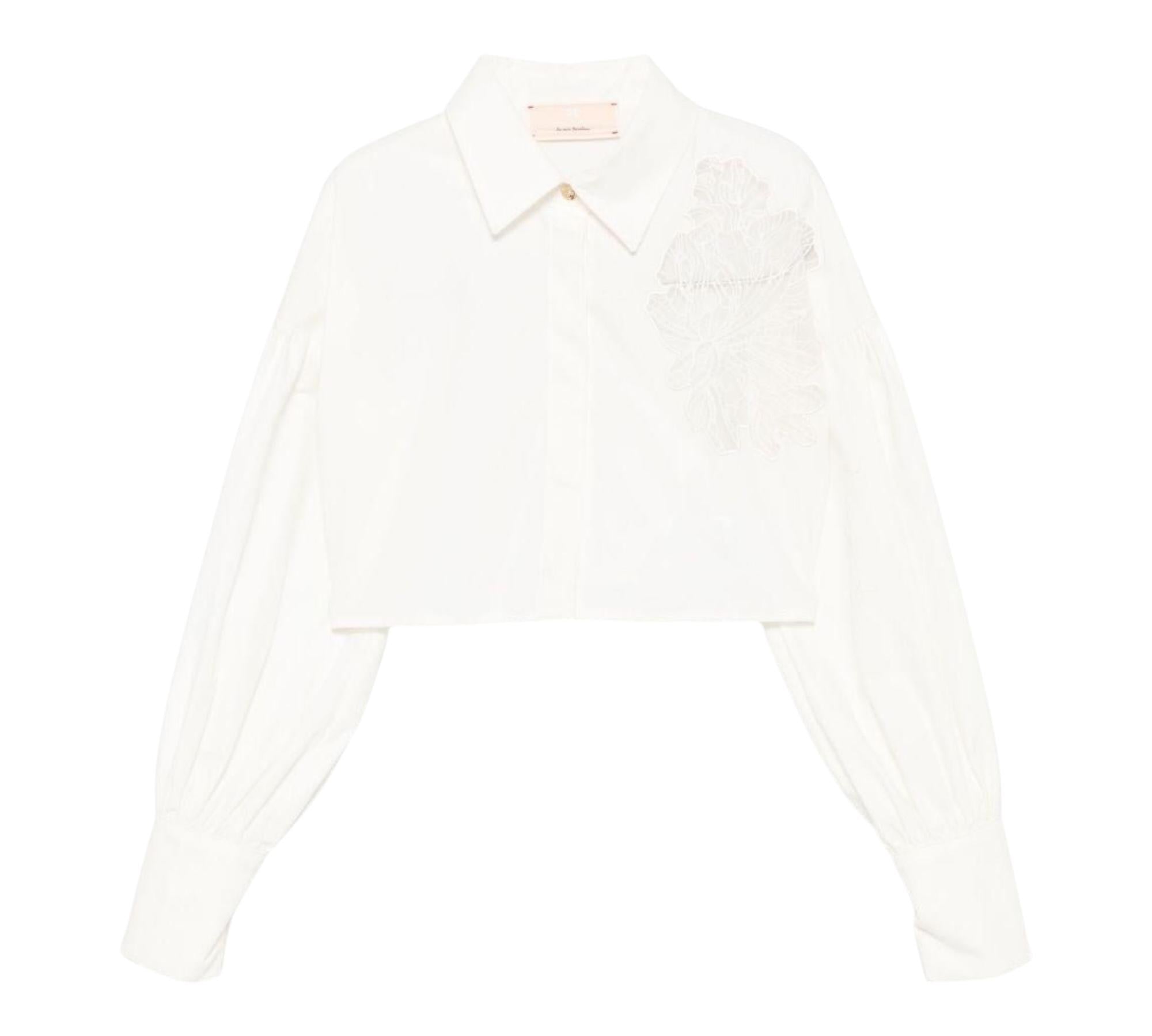 Elisabetta Franchi Camicia Manica Lunga Tinta Unita con Ricami per Bambina EFCA263 PANNA ELISABETTA FRANCHI 