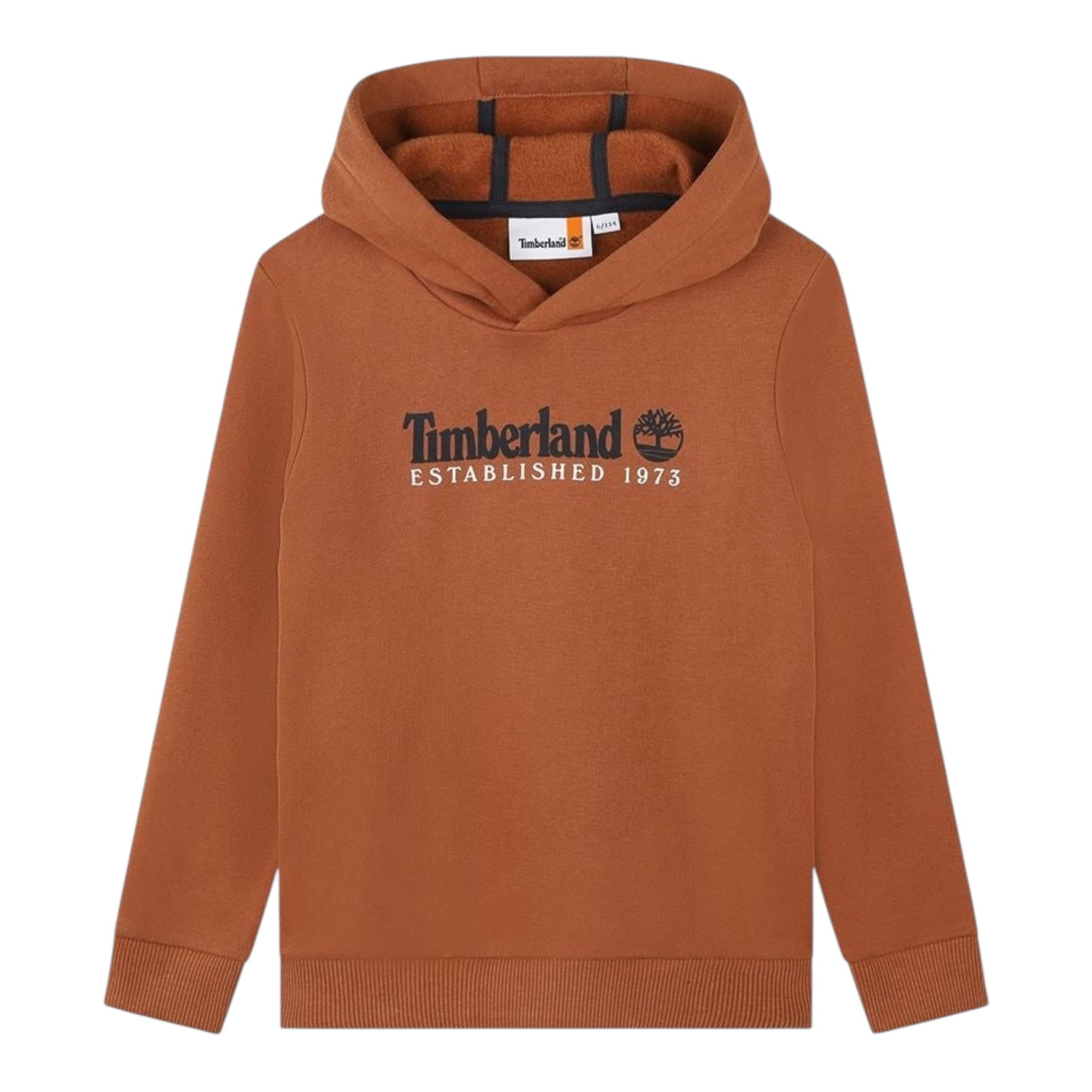 TIMBERLAND felpa chiusa con cappuccio tinta unita con logo Marrone per Bambino T25U56T MARRONE TIMBERLAND 
