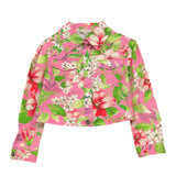 Twinset Giubbino Tinta Unita con Fantasia Fiori per Bambina 231GJ2170 ROSA TWINSET 