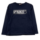PINKO shirt girocollo tinta unita con logo Blu per Bambina 028923X BLU PINKO 
